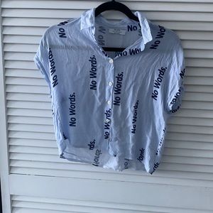 Bershka button down shirt, white and blue stripes